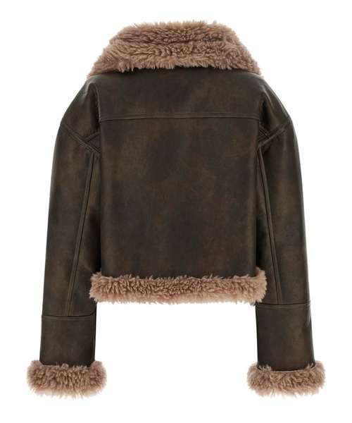 Guess（ゲス）の「YOLENE Faux Shearling Biker ライダースジャケット アウター（ライダースジャケット・レディース・ダークブラウン・MEDIUM/X-SMALL/SMALL）」の7枚目の写真