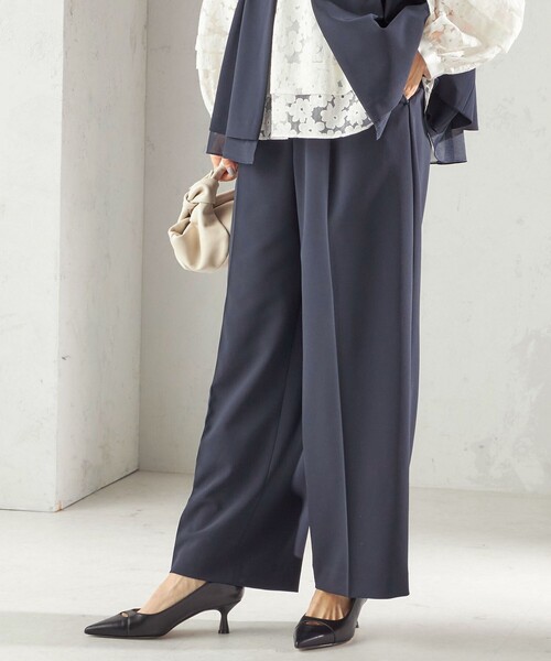 手洗い可能〉ダブル クロス セミ ワイド パンツ（セレモニー対応可