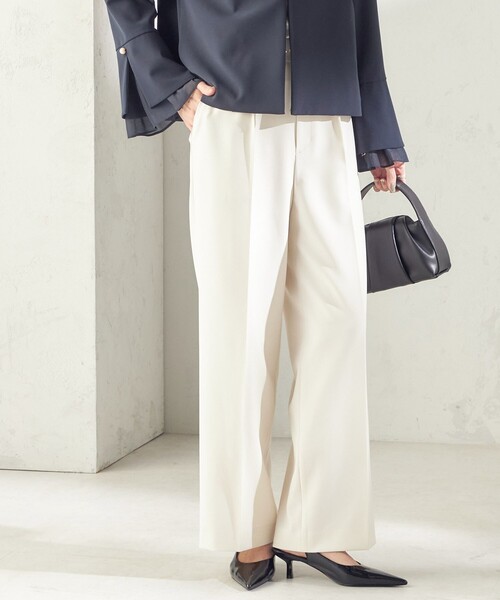 手洗い可能〉ダブル クロス セミ ワイド パンツ（セレモニー対応可