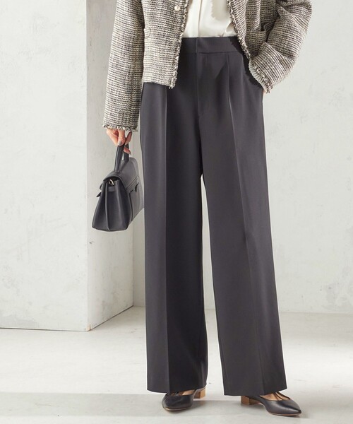 手洗い可能〉ダブル クロス セミ ワイド パンツ（セレモニー対応可