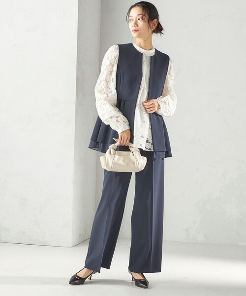 手洗い可能〉ダブル クロス セミ ワイド パンツ（セレモニー対応可