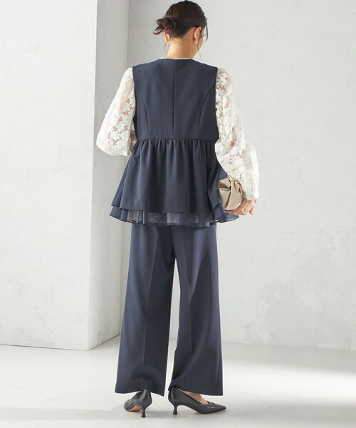 手洗い可能〉ダブル クロス セミ ワイド パンツ（セレモニー対応可