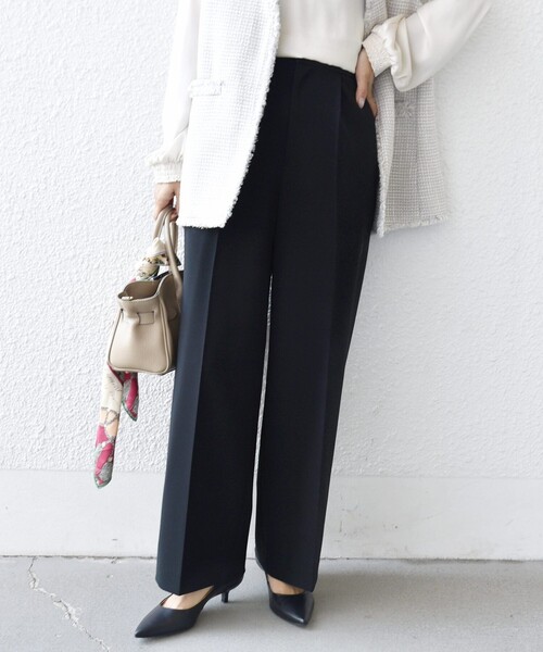 手洗い可能〉ダブル クロス セミ ワイド パンツ（セレモニー対応可