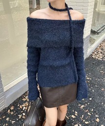 オフショルダー」に該当するトップス（ブルー・ネイビー/青色系