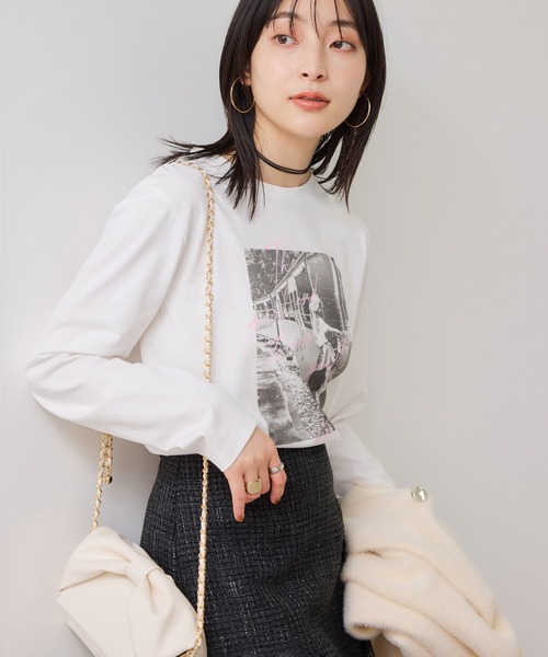 VIS(ビス)の「ロゴ&フォトアソートプリントロンT(Tシャツ/カットソー・レディース・ホワイト/ホワイト系その他/チャコールグレー・FREE)」の8枚目の写真