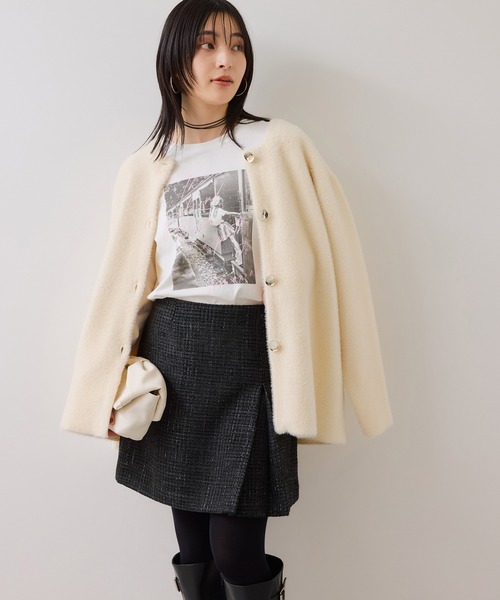 VIS(ビス)の「ロゴ&フォトアソートプリントロンT(Tシャツ/カットソー・レディース・ホワイト/ホワイト系その他/チャコールグレー・FREE)」の5枚目の写真