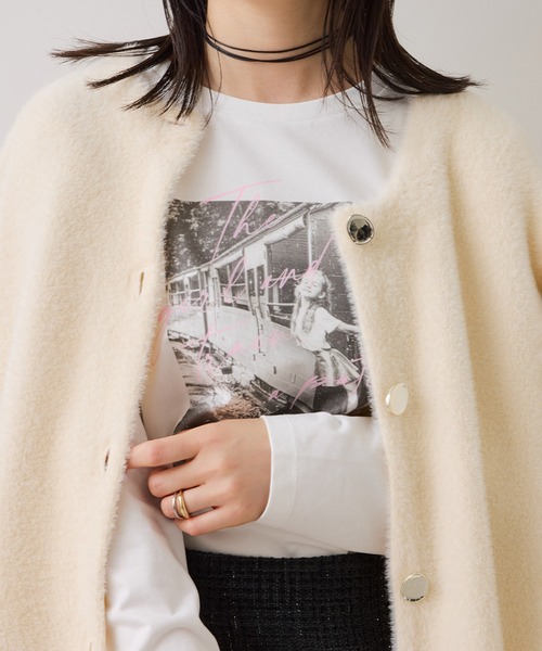 VIS(ビス)の「ロゴ&フォトアソートプリントロンT(Tシャツ/カットソー・レディース・ホワイト/ホワイト系その他/チャコールグレー・FREE)」の4枚目の写真