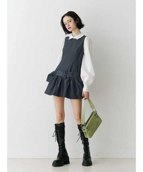 jouetie（ジュエティ）の「シャツドッキングミニワンピース（シャツワンピース・レディース・レッド/ネイビー/グレー・MEDIUM）」の9枚目の写真