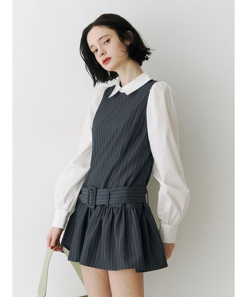 jouetie（ジュエティ）の「シャツドッキングミニワンピース（シャツワンピース・レディース・レッド/ネイビー/グレー・MEDIUM）」の4枚目の写真