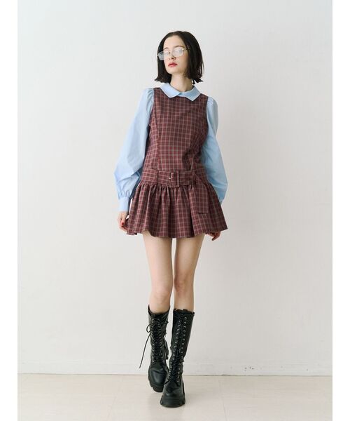 jouetie（ジュエティ）の「シャツドッキングミニワンピース（シャツワンピース・レディース・レッド/ネイビー/グレー・MEDIUM）」の13枚目の写真