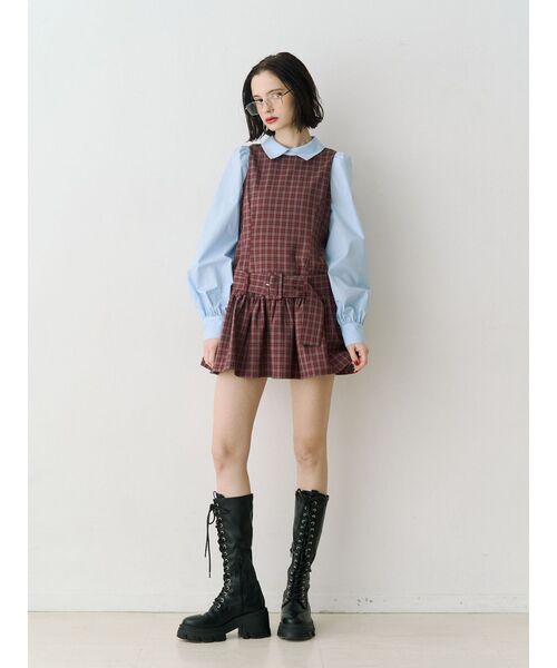 jouetie（ジュエティ）の「シャツドッキングミニワンピース（シャツワンピース・レディース・レッド/ネイビー/グレー・MEDIUM）」の15枚目の写真