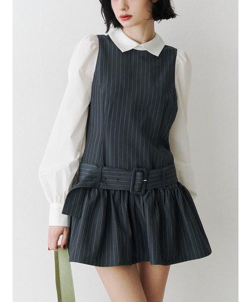 jouetie（ジュエティ）の「シャツドッキングミニワンピース（シャツワンピース・レディース・レッド/ネイビー/グレー・MEDIUM）」の2枚目の写真