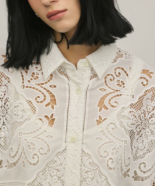 Diagram(ダイアグラム)の「パネル刺繍シャツ(シャツ/ブラウス・レディース・キナリ/ホワイト・36)」の7枚目の写真