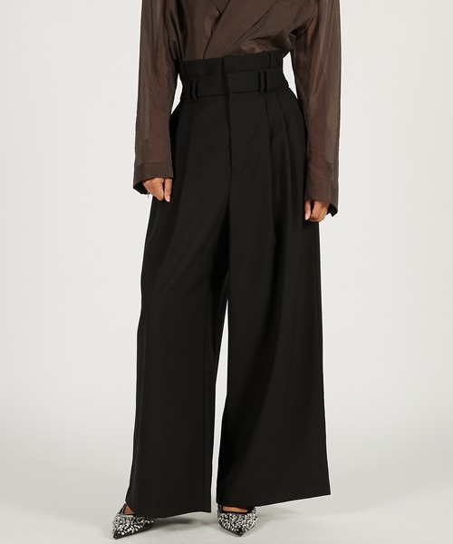 PRANK PROJECT（プランクプロジェクト）の「【2026Spring Pre-Order】ダブルウエストスラックス / Double-Waist Slacks（スラックス・レディース・ブラック/グレイッシュベージュ/ホワイト・36/38）」の2枚目の写真