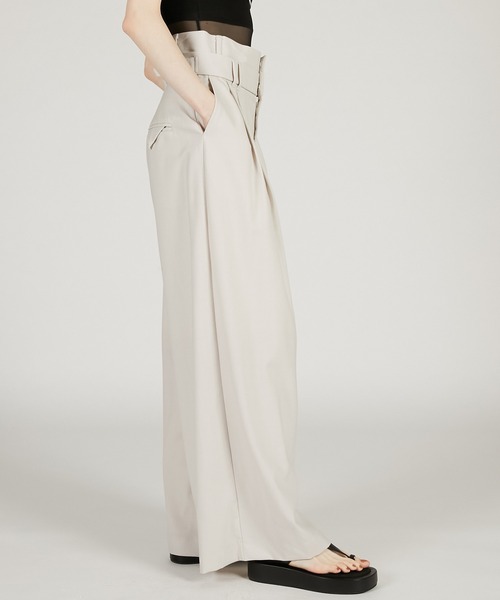 PRANK PROJECT（プランクプロジェクト）の「【2026Spring Pre-Order】ダブルウエストスラックス / Double-Waist Slacks（スラックス・レディース・ブラック/グレイッシュベージュ/ホワイト・36/38）」の12枚目の写真