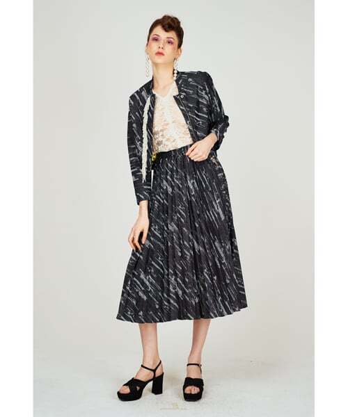 デニムウィズパールプラケットクロップジャケット