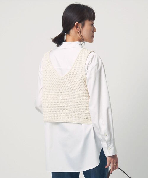 green label relaxing(グリーンレーベルリラクシング)の「メッシュ ニット 2WAY ジレ ウォッシャブル(ベスト・レディース・ダークグレー/オフホワイト・FREE)」の17枚目の写真