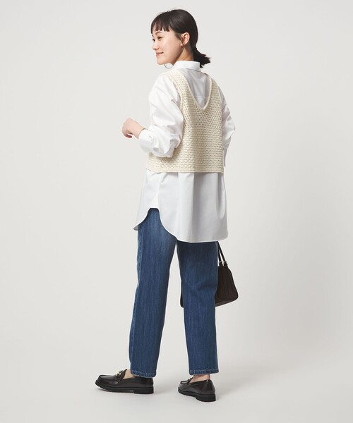 green label relaxing(グリーンレーベルリラクシング)の「メッシュ ニット 2WAY ジレ ウォッシャブル(ベスト・レディース・ダークグレー/オフホワイト・FREE)」の20枚目の写真