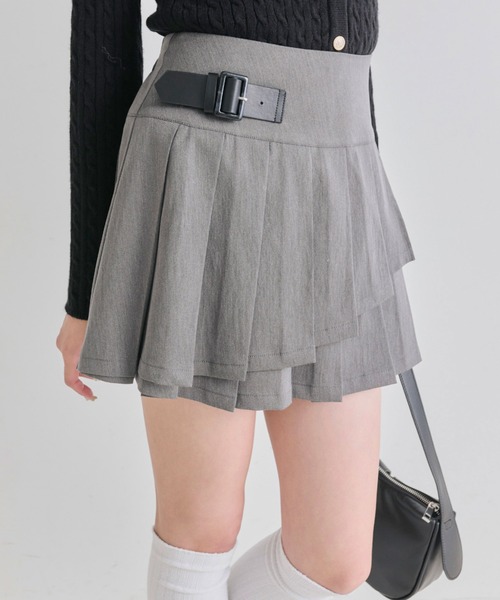 OLIVE des OLIVE（オリーブデオリーブ）の「アシメプリーツスカート（スカート・レディース・ブラウン/グレー系その他/チャコールグレー・FREE）」の5枚目の写真