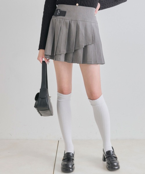 OLIVE des OLIVE（オリーブデオリーブ）の「アシメプリーツスカート（スカート・レディース・ブラウン/グレー系その他/チャコールグレー・FREE）」の6枚目の写真