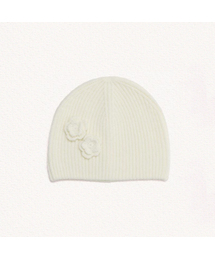 MAC MOC（マックモック）の「コートビーニー_ニットコサージュフラワービーニー_6カラー（ニットキャップ/ビーニー）」