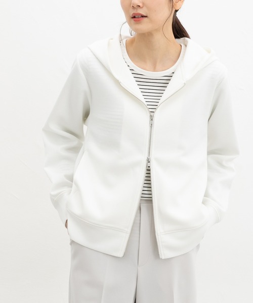 Honeys（ハニーズ）の「ダブルジップパーカー（パーカー・レディース・アイボリー/ブラック/サックスブルー/グレイッシュベージュ/ピンク・S/M/LL/L）」の2枚目の写真