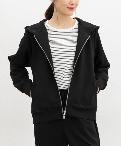 Honeys（ハニーズ）の「ダブルジップパーカー（パーカー・レディース・アイボリー/ブラック/サックスブルー/グレイッシュベージュ/ピンク・S/M/LL/L）」の3枚目の写真