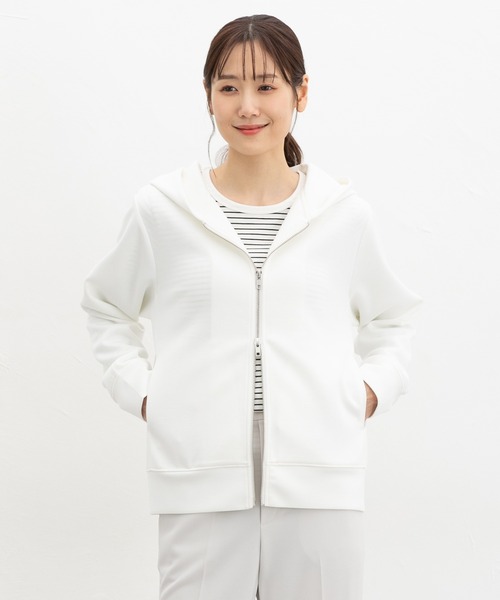 Honeys（ハニーズ）の「ダブルジップパーカー（パーカー・レディース・アイボリー/ブラック/サックスブルー/グレイッシュベージュ/ピンク・S/M/LL/L）」の14枚目の写真