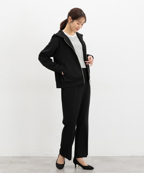 Honeys（ハニーズ）の「ダブルジップパーカー（パーカー・レディース・アイボリー/ブラック/サックスブルー/グレイッシュベージュ/ピンク・S/M/LL/L）」の16枚目の写真