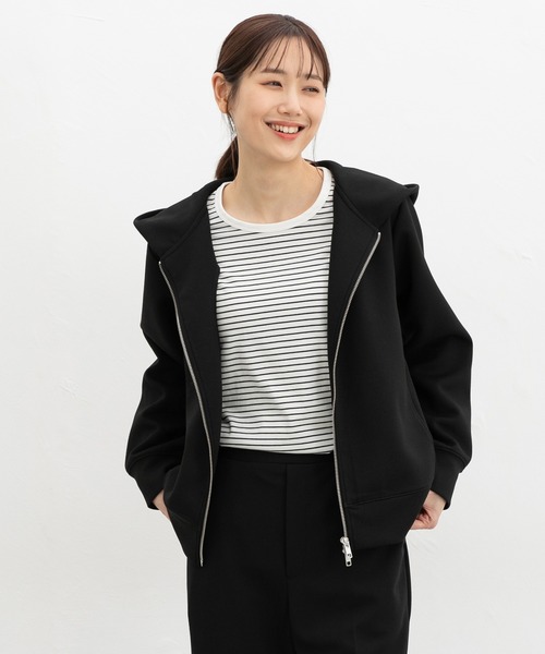 Honeys（ハニーズ）の「ダブルジップパーカー（パーカー・レディース・アイボリー/ブラック/サックスブルー/グレイッシュベージュ/ピンク・S/M/LL/L）」の17枚目の写真