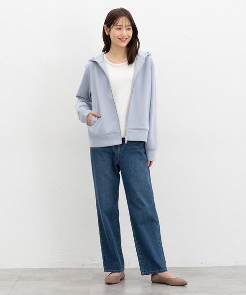 Honeys（ハニーズ）の「ダブルジップパーカー（パーカー・レディース・アイボリー/ブラック/サックスブルー/グレイッシュベージュ/ピンク・S/M/LL/L）」の18枚目の写真