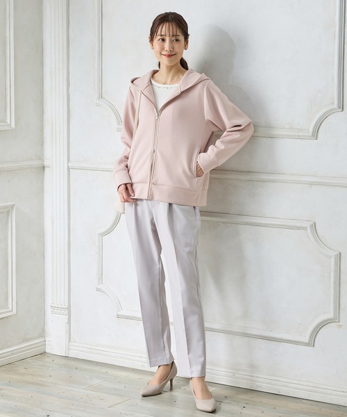 Honeys（ハニーズ）の「ダブルジップパーカー（パーカー・レディース・アイボリー/ブラック/サックスブルー/グレイッシュベージュ/ピンク・S/M/LL/L）」の21枚目の写真