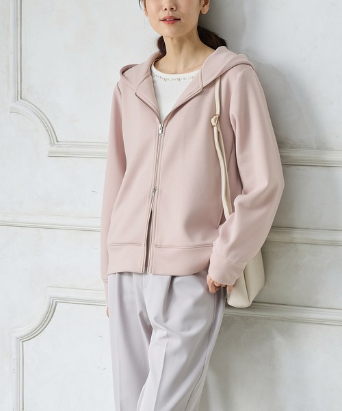 Honeys（ハニーズ）の「ダブルジップパーカー（パーカー・レディース・アイボリー/ブラック/サックスブルー/グレイッシュベージュ/ピンク・S/M/LL/L）」の22枚目の写真