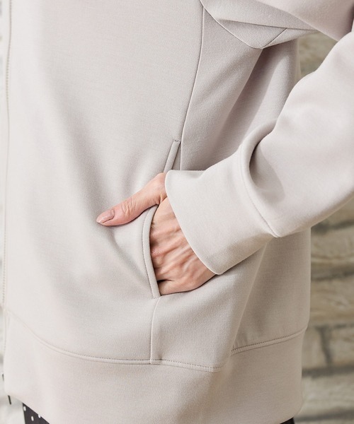 Honeys（ハニーズ）の「ダブルジップパーカー（パーカー・レディース・アイボリー/ブラック/サックスブルー/グレイッシュベージュ/ピンク・S/M/LL/L）」の8枚目の写真