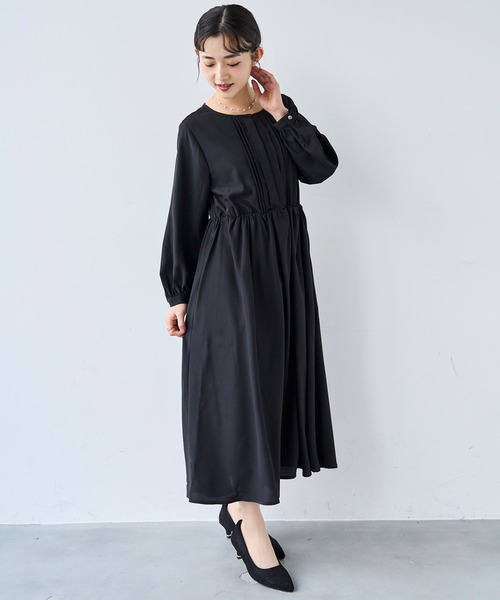mil(ミル)の「ノーカラータックデザインワンピース 【セレモニー/オケージョン】【585141】(ワンピース・レディース・ライトグレー/ベージュ/ブラック・XS/S)」の6枚目の写真