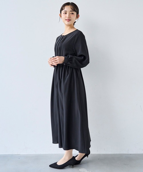 ノーカラータックデザインワンピース 【セレモニー/オケージョン