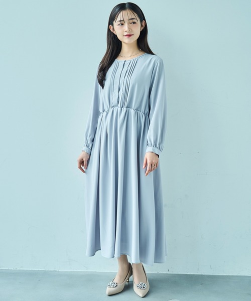 ノーカラータックデザインワンピース 【セレモニー/オケージョン