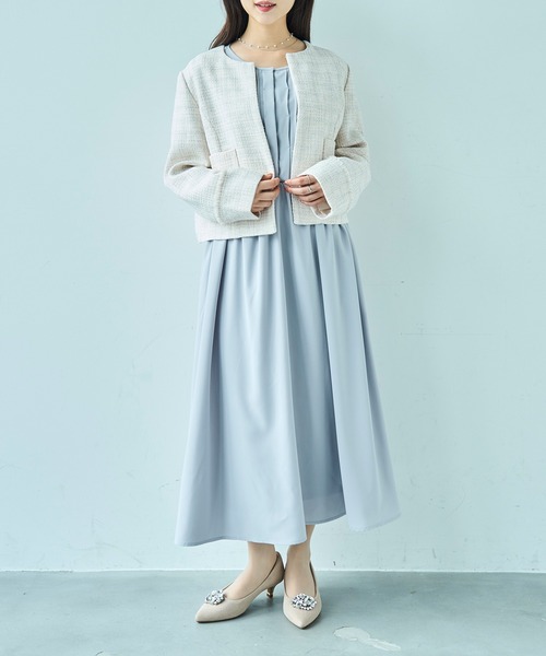 mil(ミル)の「ノーカラータックデザインワンピース 【セレモニー/オケージョン】【585141】(ワンピース・レディース・ライトグレー/ベージュ/ブラック・XS/S)」の22枚目の写真