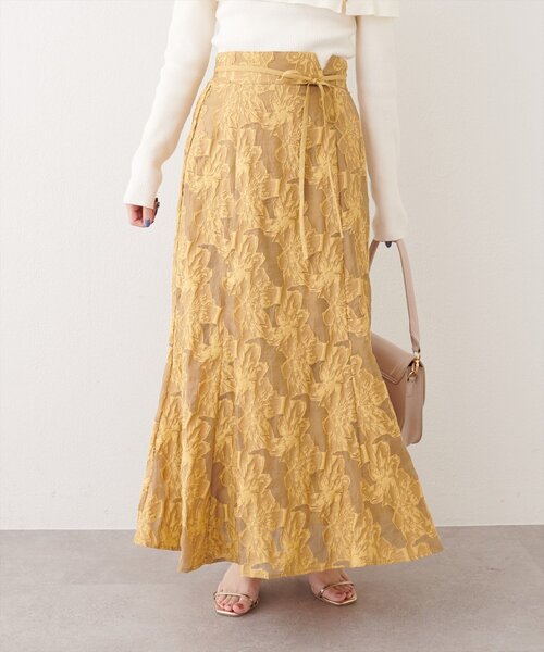 natural couture(ナチュラルクチュール)の「長さ変えられるシアージャガードスカート(スカート・レディース・イエロー/ブラック/アイボリー・FREE)」の15枚目の写真