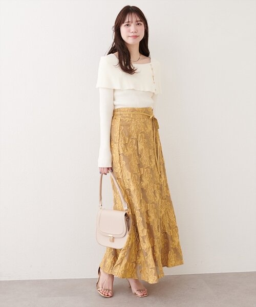 natural couture(ナチュラルクチュール)の「長さ変えられるシアージャガードスカート(スカート・レディース・イエロー/ブラック/アイボリー・FREE)」の17枚目の写真
