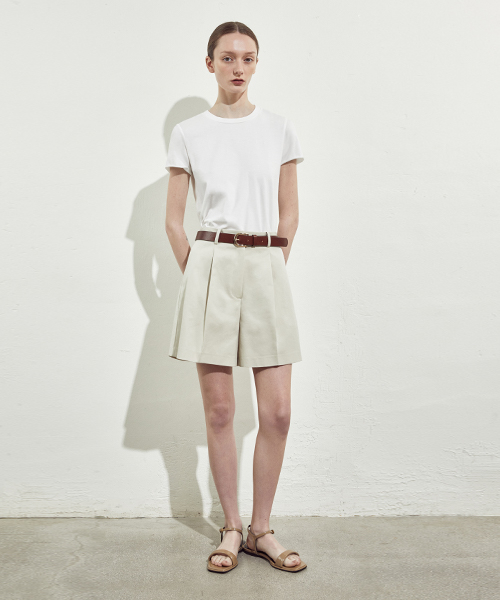RIDIFI(リディフィ)の「WIDE COTTON HALF PANTS_BEIGE(その他パンツ・レディース・その他・X-SMALL)」の1枚目の写真