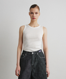 EYELET COTTON SLEEVELESS_WHITE