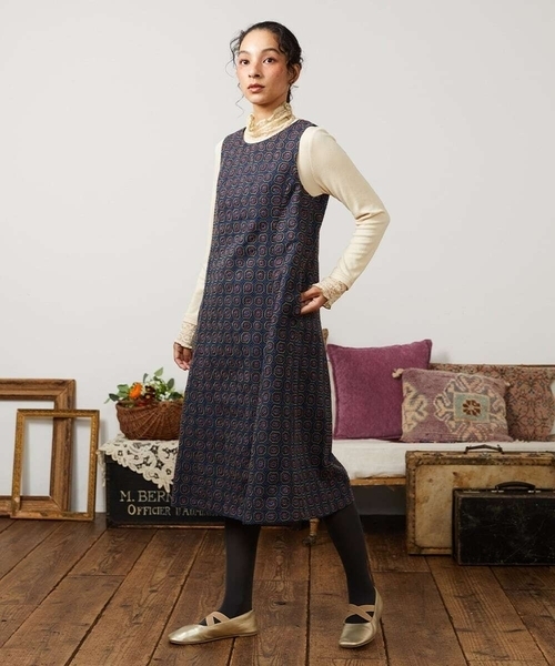 Jocomomola（ホコモモラ）の「Escudos 幾何調総刺繍ワンピース［オケージョン/セレモニー］（ワンピース・レディース・ベージュ/ネイビー・40/42/38）」の19枚目の写真