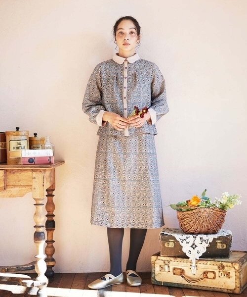 Jocomomola（ホコモモラ）の「Escudos 幾何調総刺繍ワンピース［オケージョン/セレモニー］（ワンピース・レディース・ベージュ/ネイビー・40/42/38）」の13枚目の写真