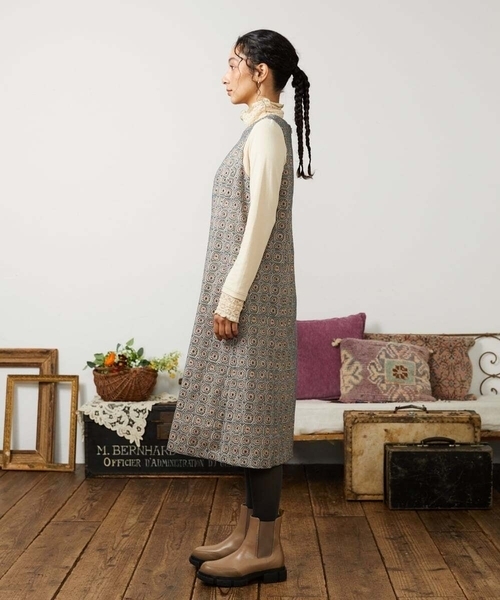 Jocomomola（ホコモモラ）の「Escudos 幾何調総刺繍ワンピース［オケージョン/セレモニー］（ワンピース・レディース・ベージュ/ネイビー・40/42/38）」の11枚目の写真