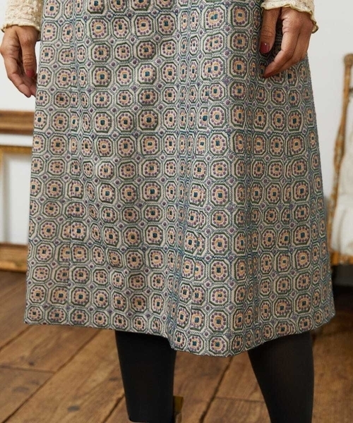 Jocomomola（ホコモモラ）の「Escudos 幾何調総刺繍ワンピース［オケージョン/セレモニー］（ワンピース・レディース・ベージュ/ネイビー・40/42/38）」の5枚目の写真