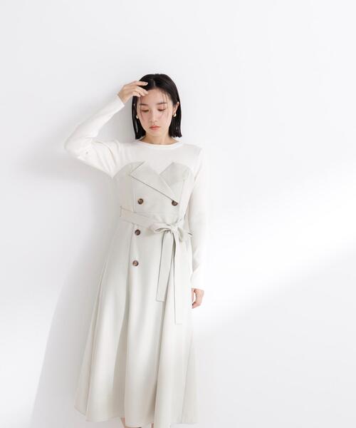 NATURAL BEAUTY BASIC(ナチュラルビューティーベーシック)の「◇トレンチディティールドッキングワンピース(ワンピース・レディース・ベージュ/ネイビー/ライトグリーン・MEDIUM/P/S)」の14枚目の写真
