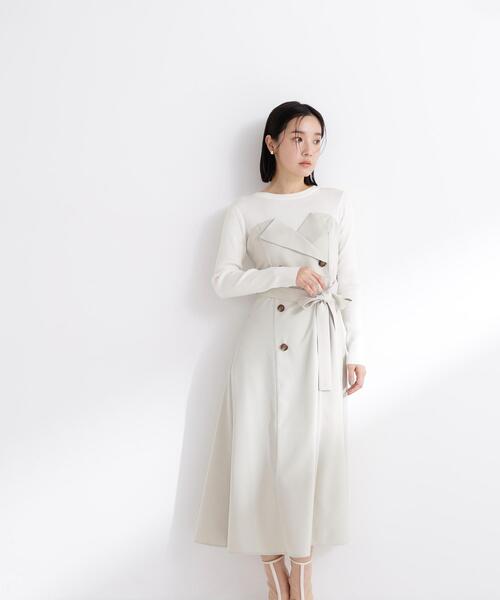 NATURAL BEAUTY BASIC(ナチュラルビューティーベーシック)の「◇トレンチディティールドッキングワンピース(ワンピース・レディース・ベージュ/ネイビー/ライトグリーン・MEDIUM/P/S)」の8枚目の写真