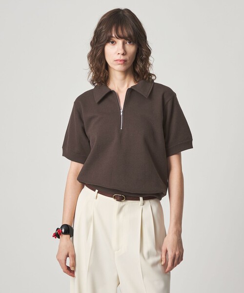 Steven Alan（スティーブンアラン）の「＜Steven Alan＞コットン スウェット ハーフジップ プルオーバー（Tシャツ/カットソー・レディース・オフホワイト/ダークブラウン/ネイビー・FREE）」の5枚目の写真