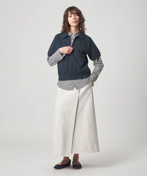 Steven Alan（スティーブンアラン）の「＜Steven Alan＞コットン スウェット ハーフジップ プルオーバー（Tシャツ/カットソー・レディース・オフホワイト/ダークブラウン/ネイビー・FREE）」の8枚目の写真